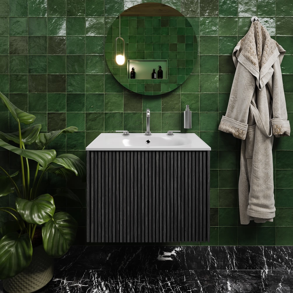 Crosswater Limit 600mm Steelwood Wall Hung Vanity Unit and Basin - Lifestyle Image